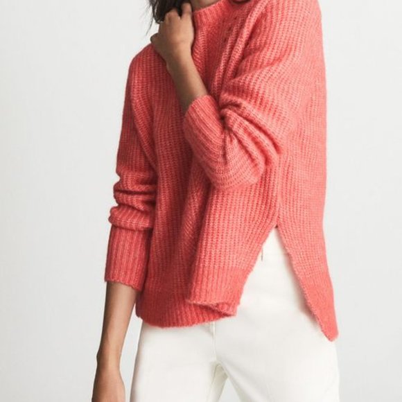 REISS Emma Waffle Knit Coral Jumper Sweater (Medium) - Picture 6 of 10
